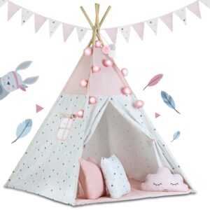 Wooden Teepee Tent Pink